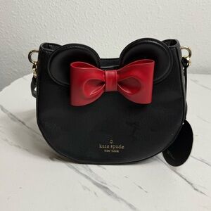 Kate Spade x Disney Minnie Mouse 3D Crossbody KG588 Black Purse Red Bow